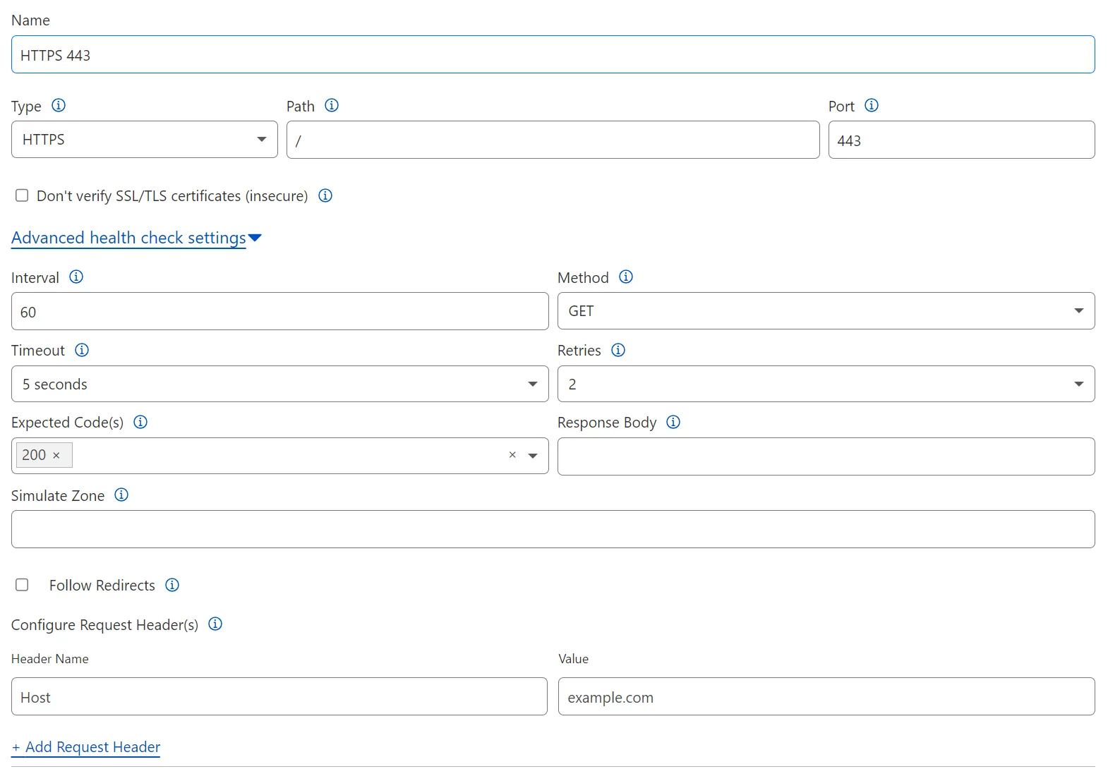 Figure 16: HTTPS health monitor configuration HTTPS health monitor to monitor the status of an endpoint